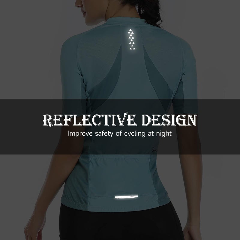 Santic Women's Cycling Jersey Short Sleeve Biking Shirt Full Zip Tops with 3 Pockets Breathable Quick Dry - Image 5